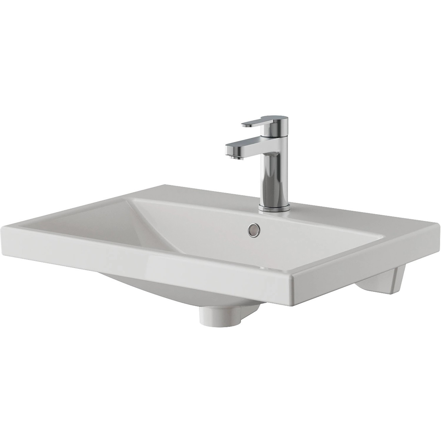 Pelipal Waschtisch aus dem Badmöbel-Set Serie 4035, Keramik, weiß mit Armatur.