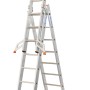 Krause Tribilo Vielzweckleiter 3x14 Sprossen als Anlege-, Schiebe- und Stehleiter, Aluminium.