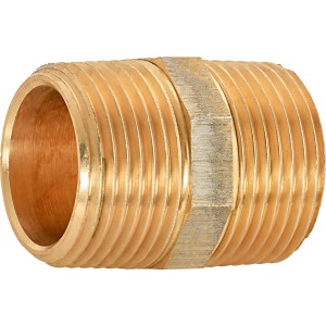 Gewinde-Doppelnippel aus Rotguss, 33,3 mm (R 1) für die Installation von Wasser- und Heizungsrohren.