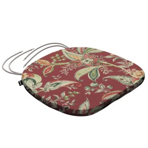 Dekoria Stuhlkissen Marcus, rot mit Blumenmuster, 40x37x2,5 cm. Sitzkissen mit Bindebändern.