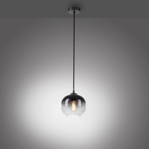 Schwarze Just Light Pendelleuchte Zea mit Rauchglas, 1-flammig. Elegante Hängelampe für Wohnräume.