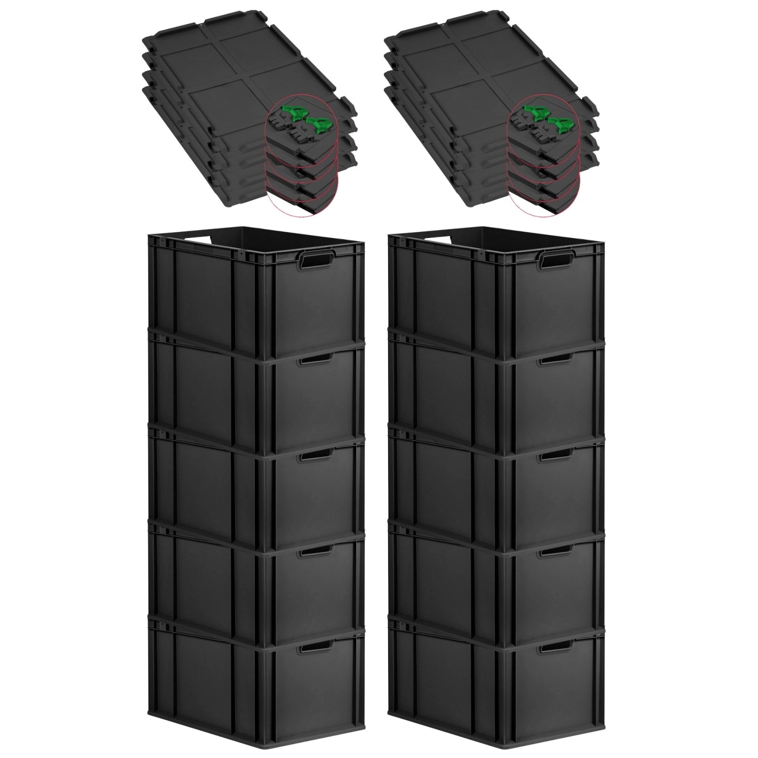 PROREGAL SuperSparSet 10x Eurobox Nextgen Grip Mit Scharnierdeckel Und Grün günstig online kaufen