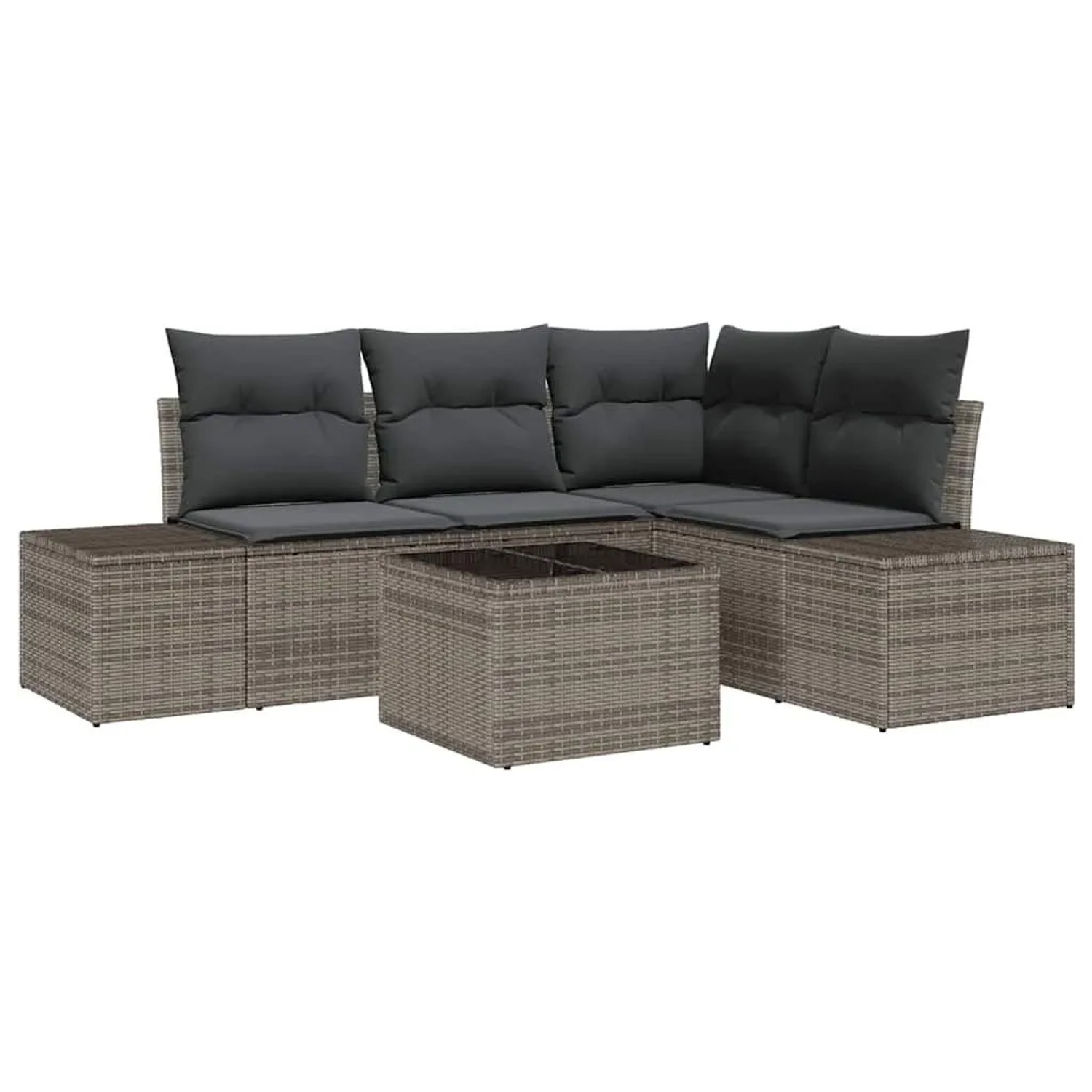 vidaXL Gartensofa-Set mit Speicher Hellgrau Poly-Rattan 3355718 günstig online kaufen
