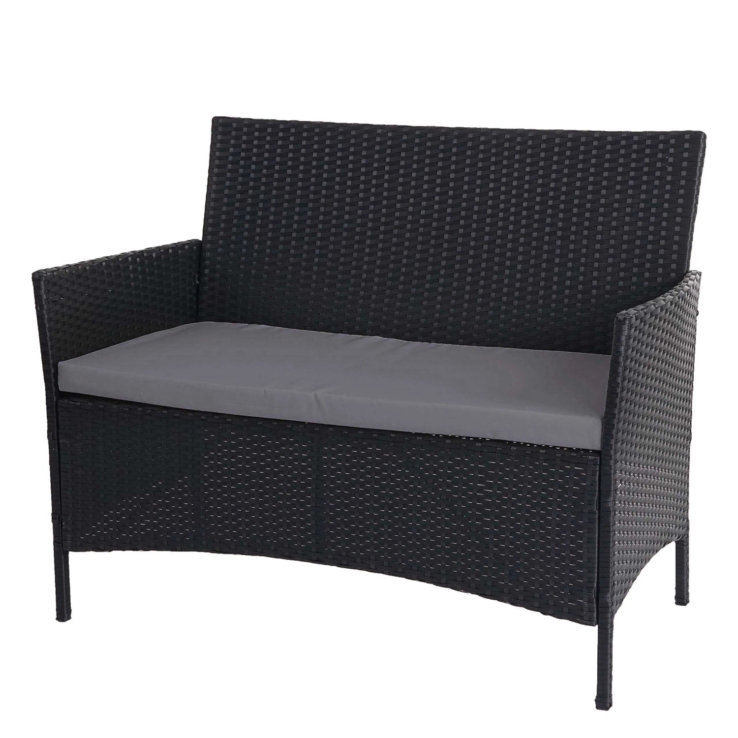 MCW Poly-Rattan Gartenbank Hamar Anthrazit Kissen Anthrazit