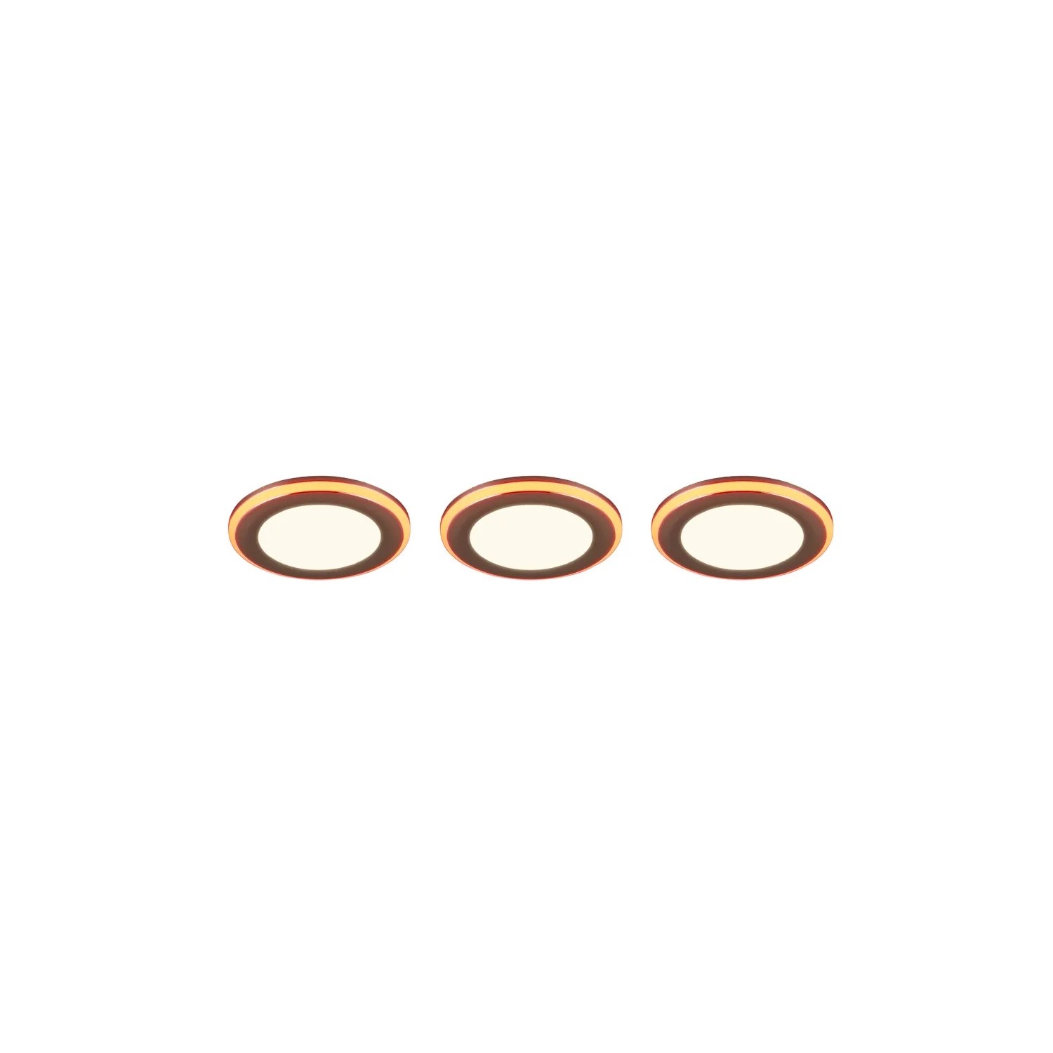 3er Set Trio LED Einbauleuchten Argus, chromfarbene Deckenspots mit Farbwechsler.
