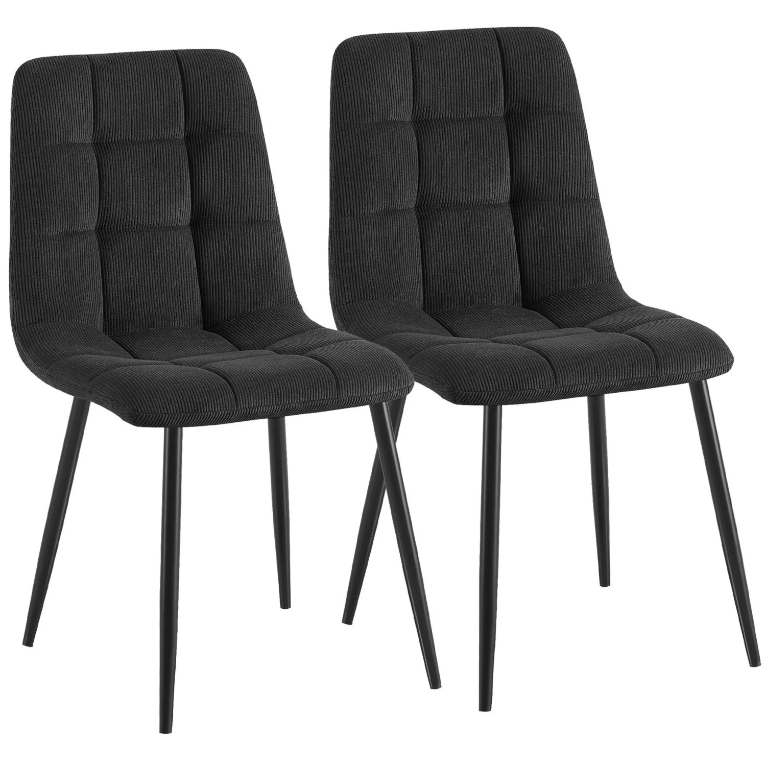 CLP 2er Set Esszimmerstühle Antibes Cord Schwarz