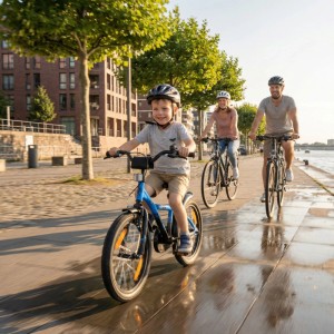 PROMETHEUS BIKES Kinderfahrrad 18 Zoll ab 5 und 6 Jahre mit Stützrädern und Rücktrittbremse Blau