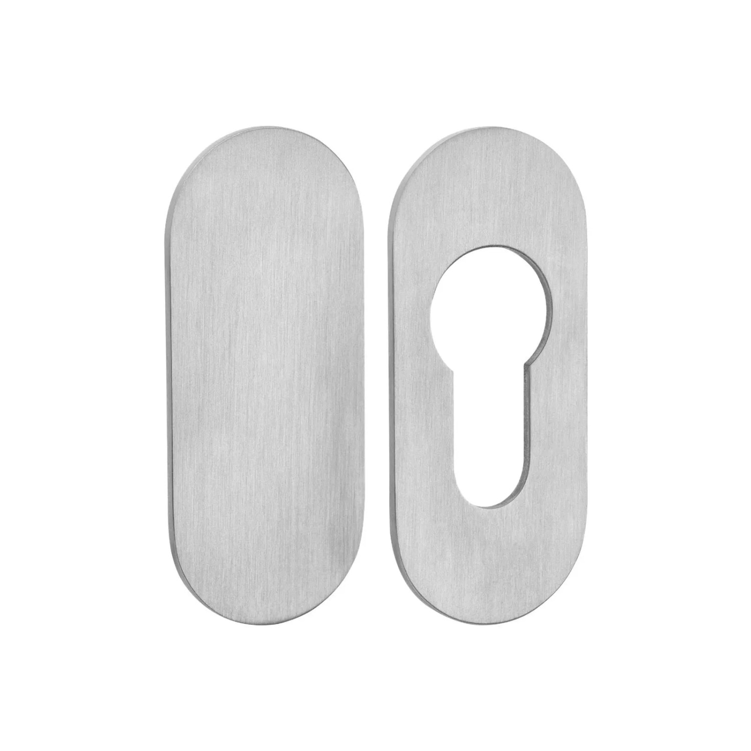 SOTECH 2x Selbstklebende Tür Rosetten Set Oval mit PZ und Blindrosette Edelstahl Satin