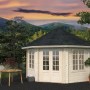Palmako Holz-Pavillon Hanna, 421x222 cm, mit Doppeltür und Fenstern. Gartenlaube aus Fichtenholz.