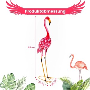 Costway 2er Set Flamingo Gartenstatuen Metallfigur Rosa