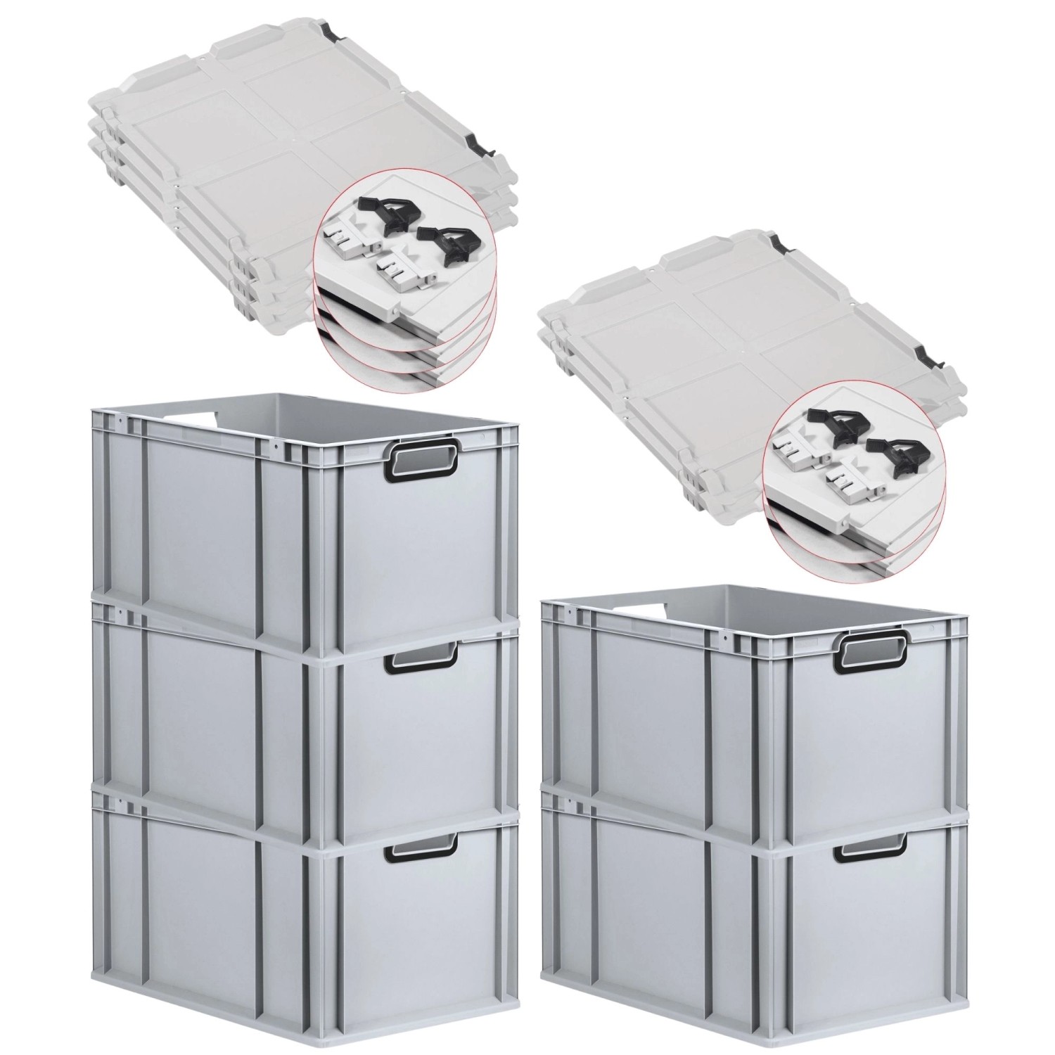 PROREGAL SuperSparSet 5x Eurobox Nextgen Color Mit Scharnierdeckel HxBxT 32 günstig online kaufen