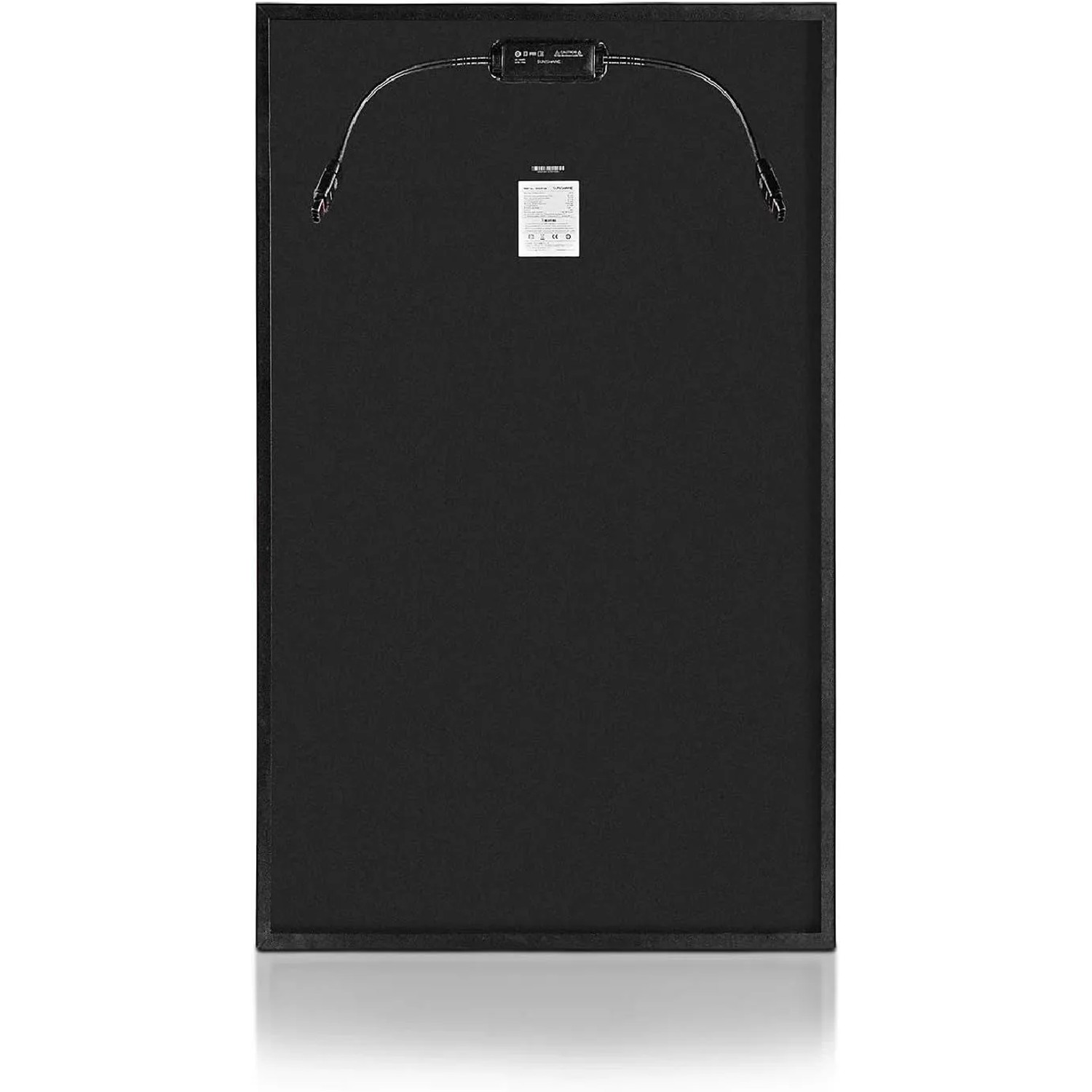 Rückseite des schwarzen SUNSHARE 200W Solarmoduls für Balkonkraftwerke mit TopCon Zellen.