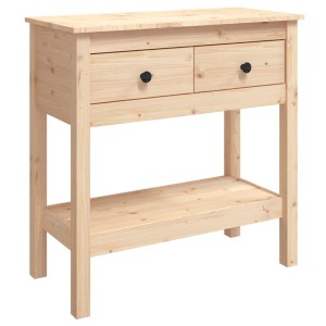 vidaXL Konsolentisch aus Kiefernholz mit 2 Schubladen und Ablage, 75x35x75 cm.