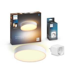 Philips Hue Enrave Deckenleuchte M Bundle mit Dimmer und SmartPlug für smarte Beleuchtung.