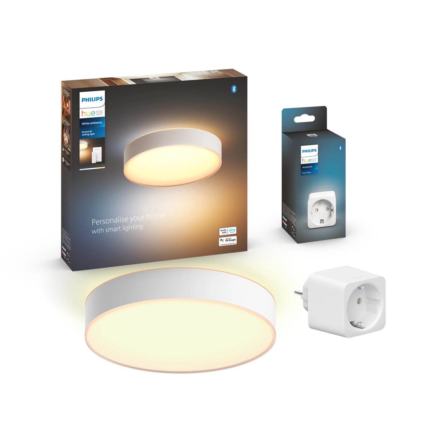 Philips Hue Bundle-Deckenleuchte Enrave M SmartPlug Ø 38,1 cm günstig online kaufen