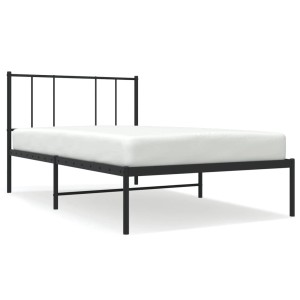 Schwarzes Metallbettgestell (107x203 cm) mit Kopfteil von vidaXL. Modernes Design für Schlafzimmer.