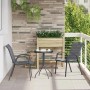 Graues 3-tlg. vidaXL Garten Bistro Set aus Stahl für Terrasse oder Balkon.