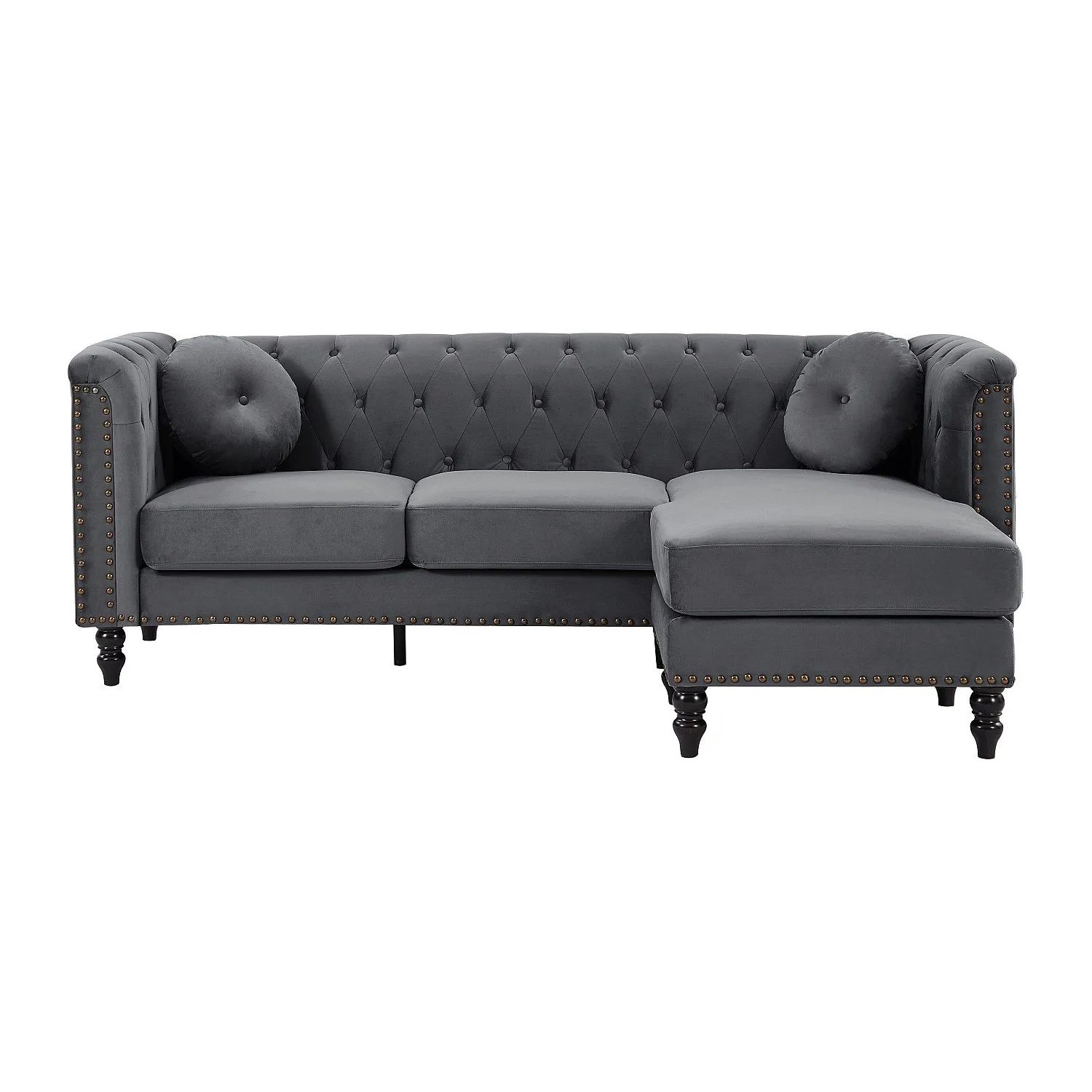 Vente-unique Sofa Ohne Schlafmöglichkeit Turner Anthrazitgrau 222 cm
