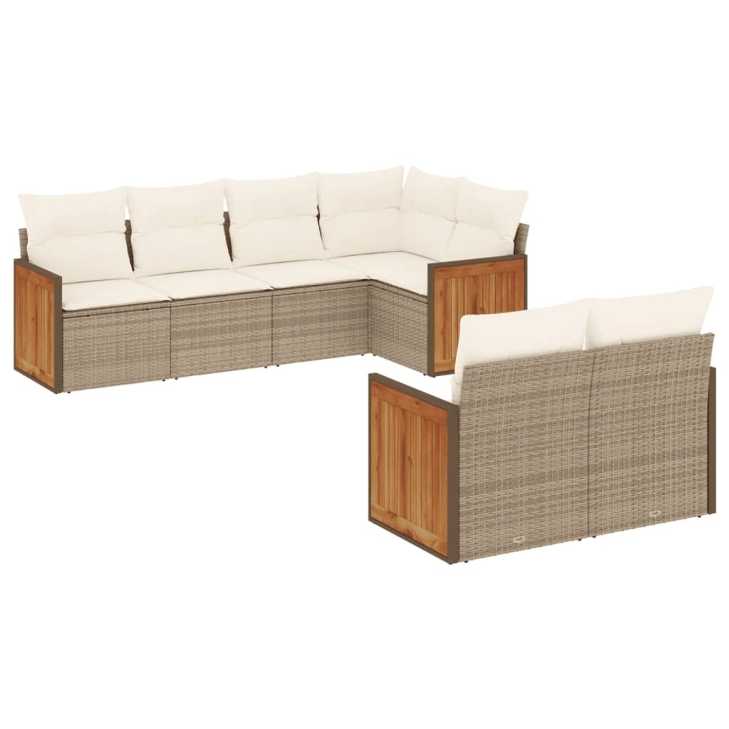 vidaXL 7-Tlg Garten-Sofagarnitur mit Kissen Beige Poly Rattan 3227822 günstig online kaufen