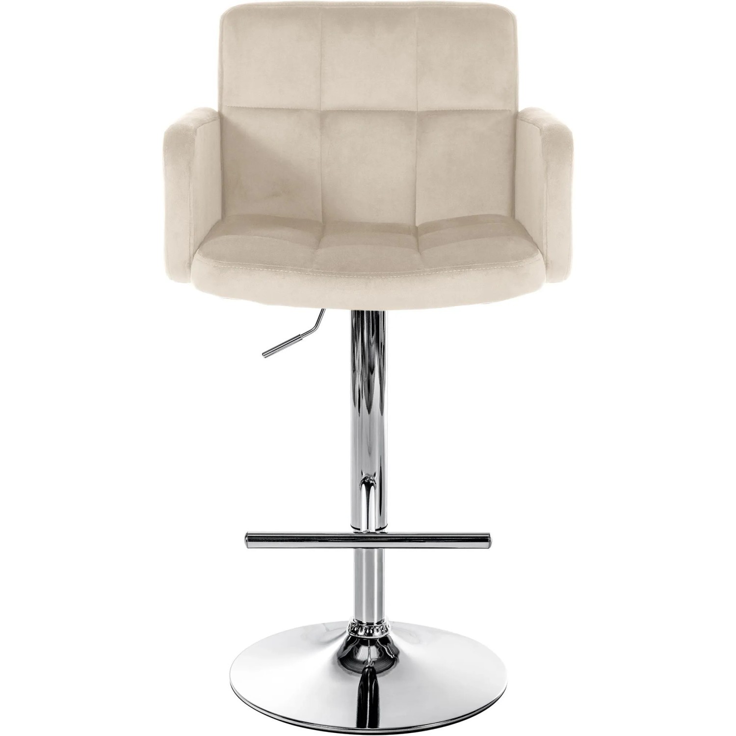 DELUKE 2er Set Barhocker SUTUN Samt Creme 60x56x93cm Silber Barstuhl Höhenverstellbar Mit Lehne Drehbar Tresenhocker Tresenstuhl