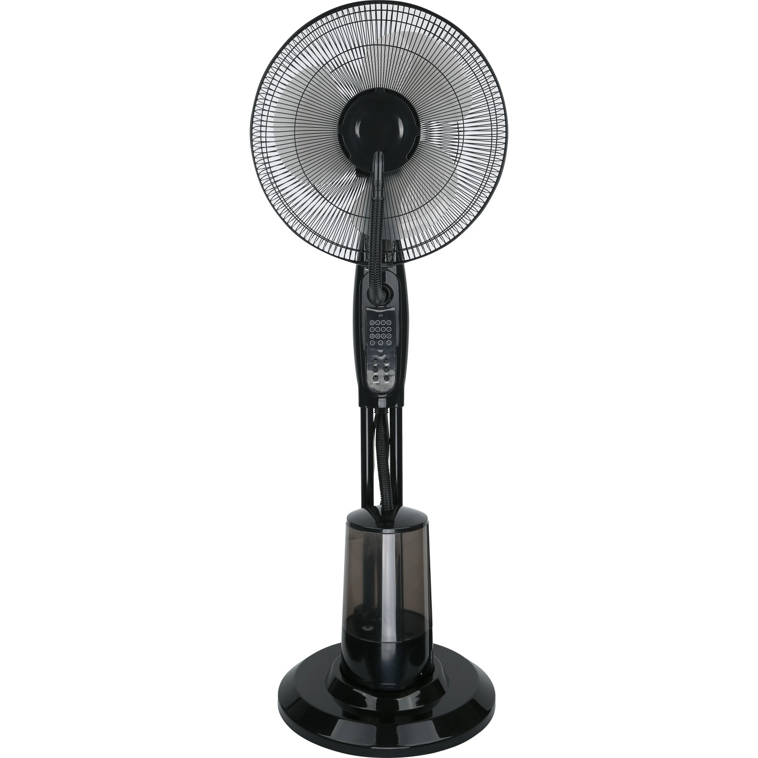 Schwarzer Standventilator SV 75-43 mit Sprühnebel-Funktion, Ø 43 cm. Ventilator für kühlende Luft.