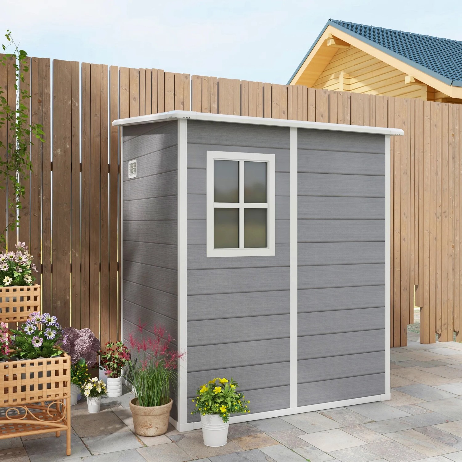 Outsunny Gartenhaus Kunststoff klein mit Boden Aluminium 122 x 149 x 192 cm kaufen bei OBI