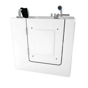 AquaVapore Sitzbadewanne mit Tür, 100x78cm, links. Whirlpool-Funktion und Armaturen inklusive.