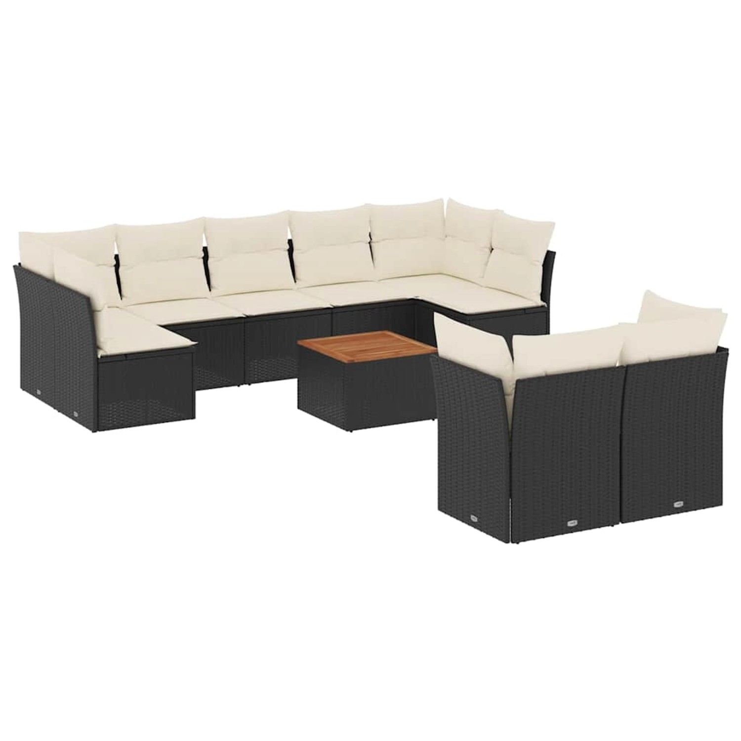 vidaXL 10-Tlg Garten-Sofagarnitur mit Kissen Schwarz Poly Rattan 3256140 günstig online kaufen