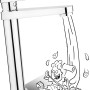 Moderne, hohe Waschtischarmatur WT-191 von baliv in Chromoptik mit stilisierter Wasseranimation.