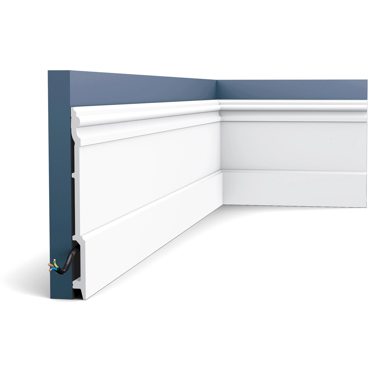 ORAC DECOR SX191 LUXXUS HIGH RISE Sockelleiste Zierleiste Stuckleiste 2 m 200 cm x 2,1 cm x 21 cm Weiß