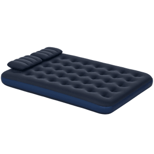 Blaue Outsunny Luftmatratze aus Kunststoff mit Kissen, ideal für Camping und als Gästebett.