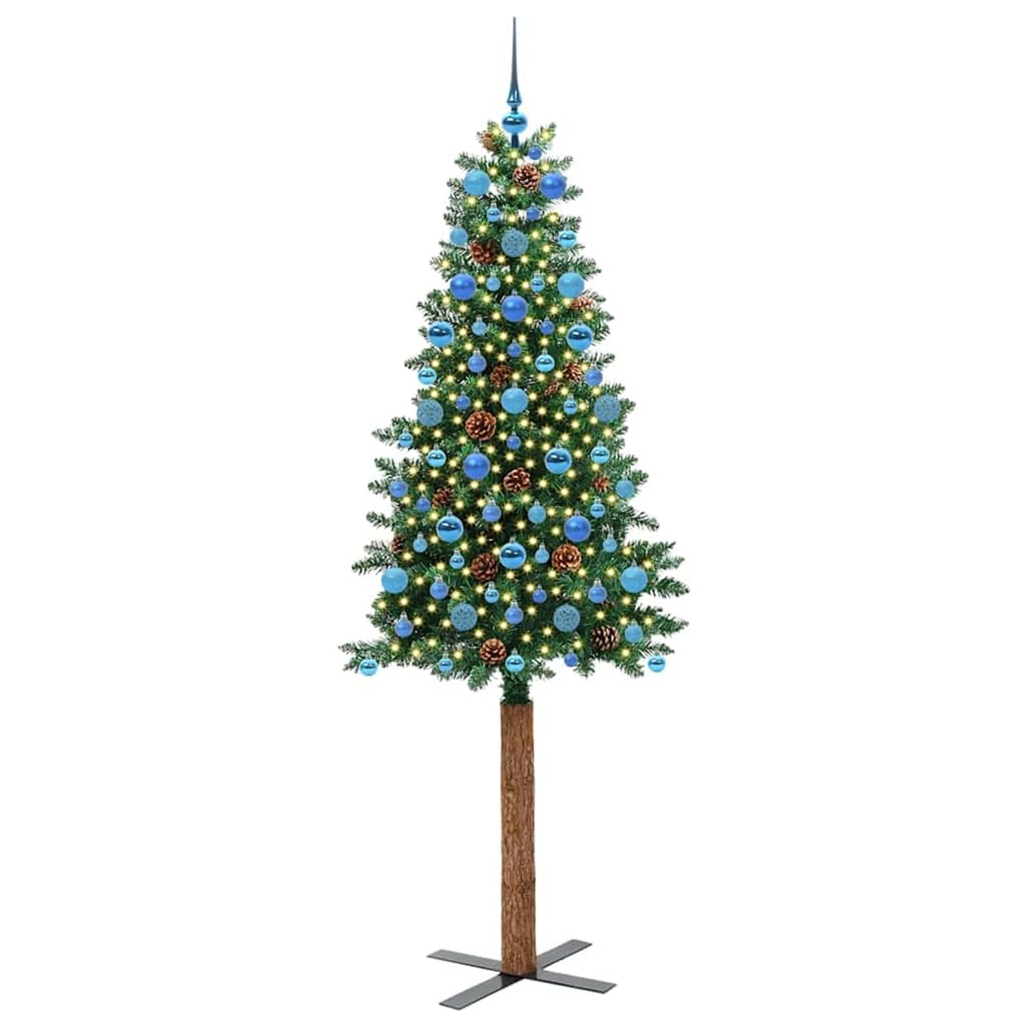 vidaXL Schlanker Weihnachtsbaum mit 300 LEDs mit Ständer Grün 210 cm 3394884