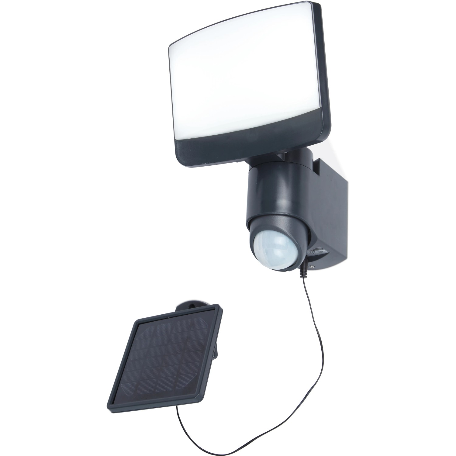 Lutec Solar LED-Strahler Sunshine mit Solarpanel und Bewegungsmelder für den Außenbereich.