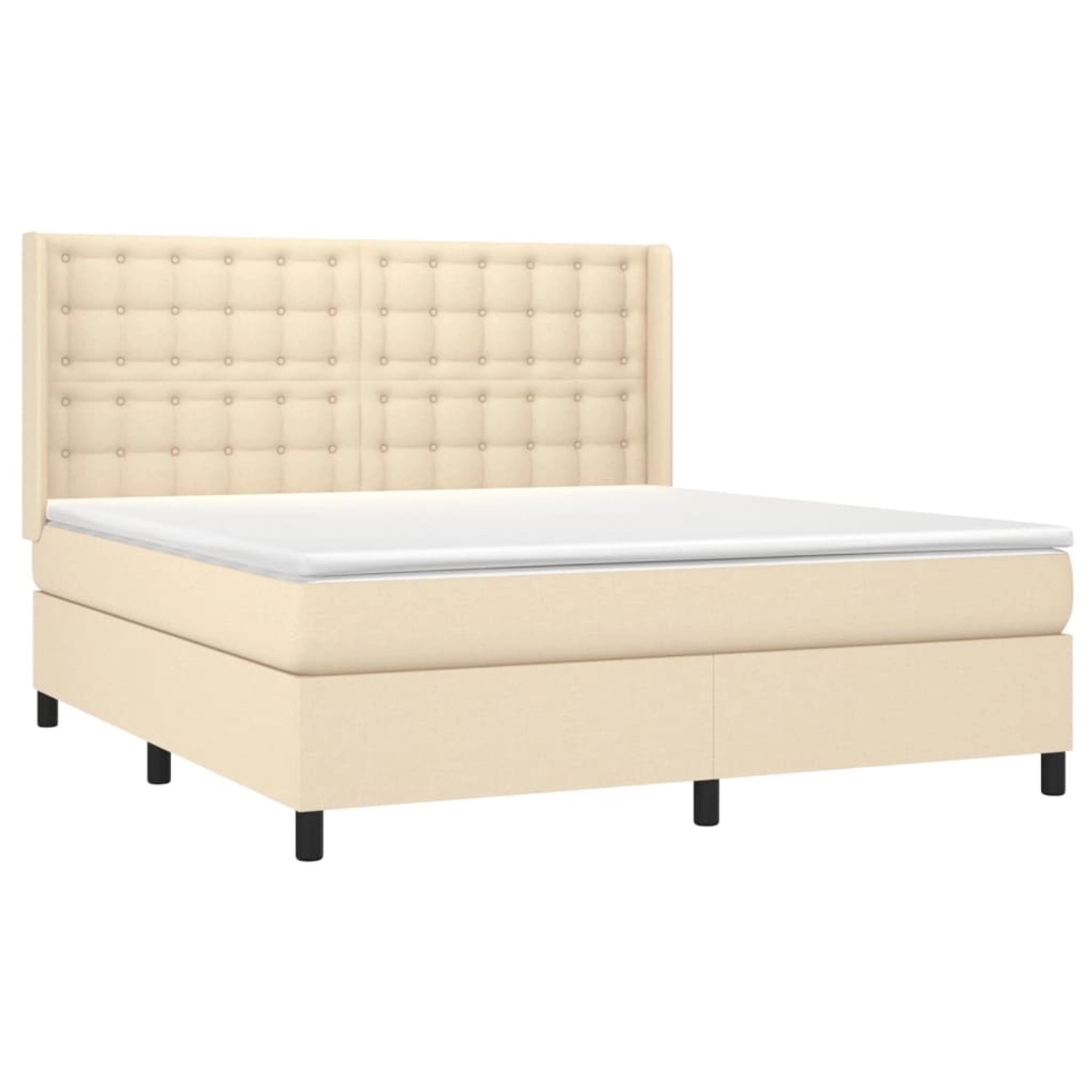 vidaXL Boxspringbett mit Matratze & LED Creme 160x200 cm Stoff 3138650 günstig online kaufen