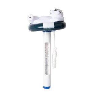 Pool Thermometer mit Eisbär auf Schwimmring zur Temperaturmessung in °C & °F.