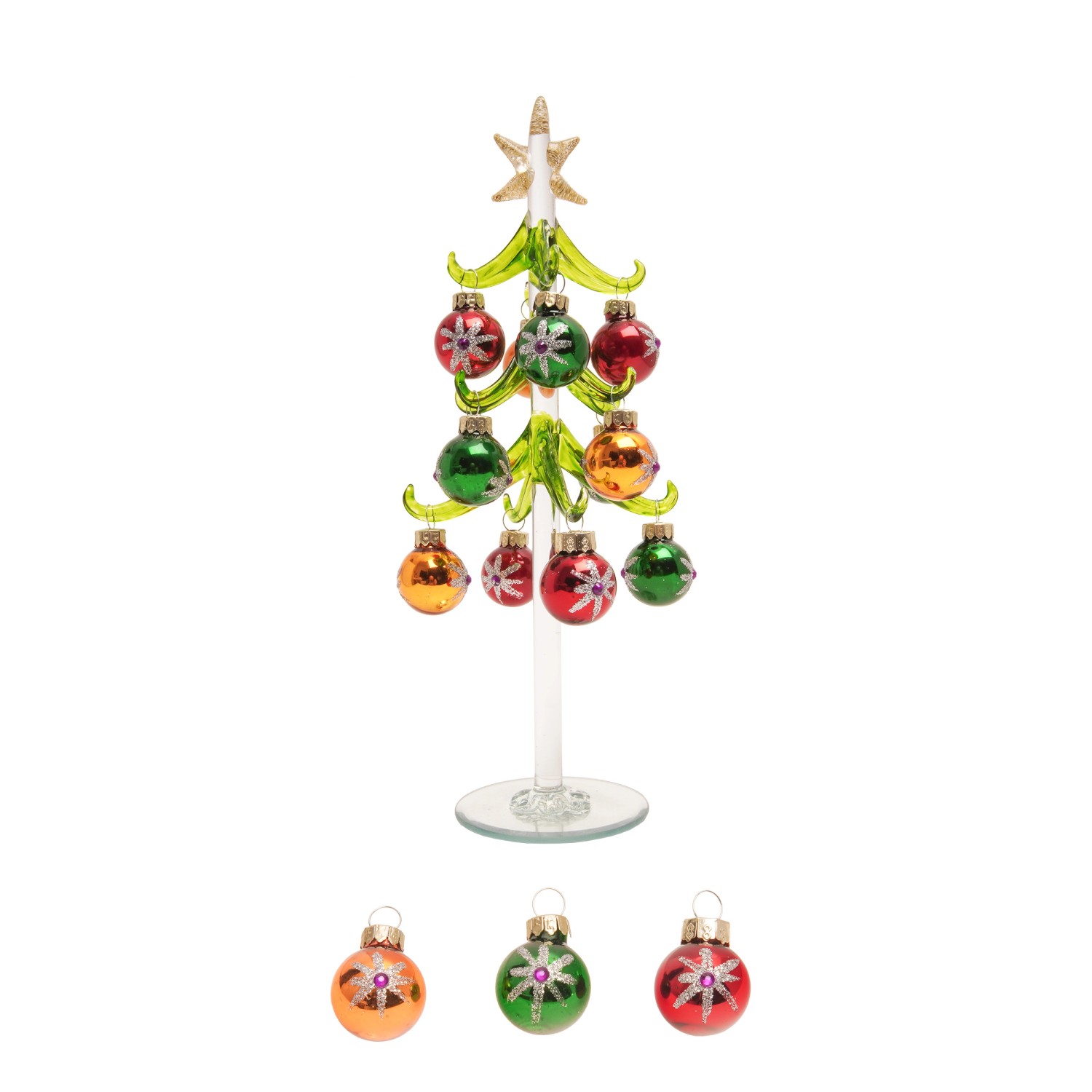 Krebs Glas Lauscha Home Decor Kristallbaum mit Ornamenten Traditionell Mehrfarbig 26cm