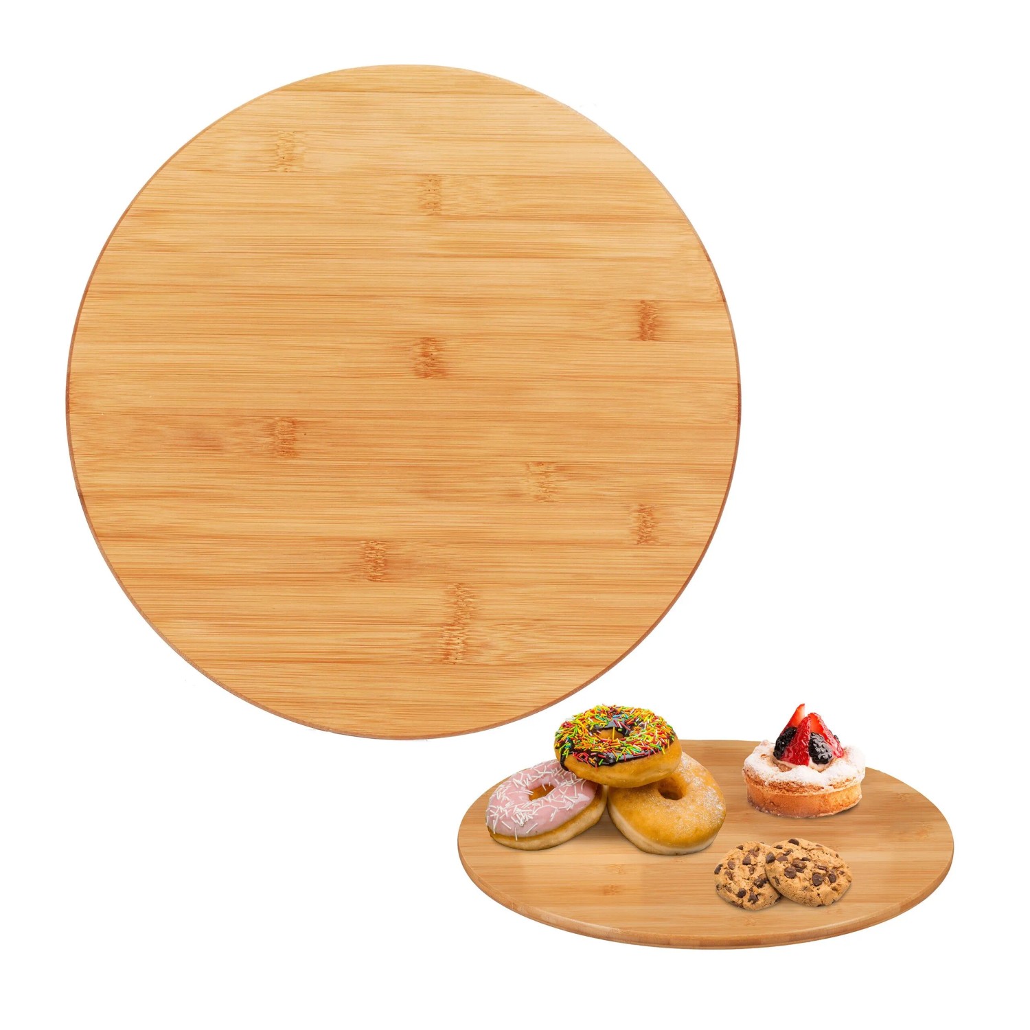 Relaxdays Drehteller Bambus Natur Antirutsch 3,5 cm x 40 cm 1,5 kg