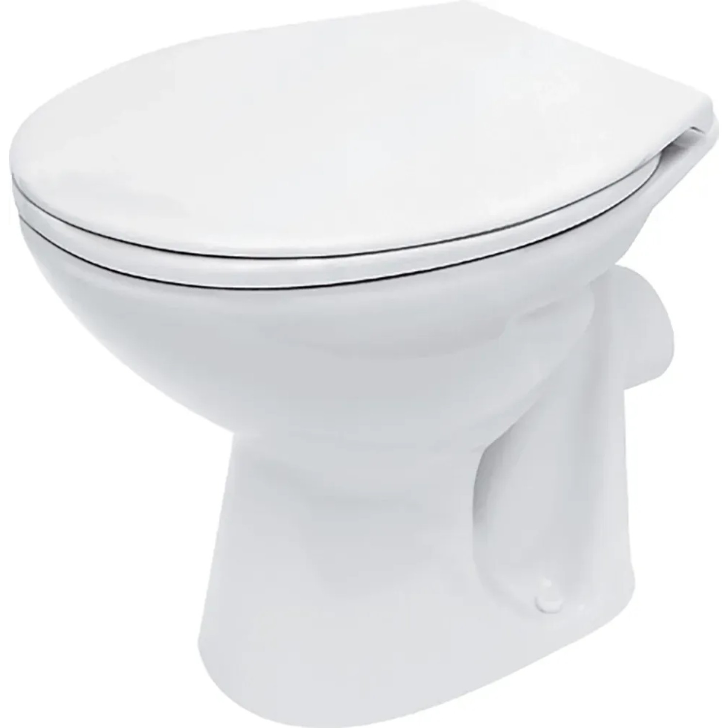 Weißes Baliv Stand-WC Set mit Spülkasten und WC-Sitz. Tiefspüler für das Badezimmer.