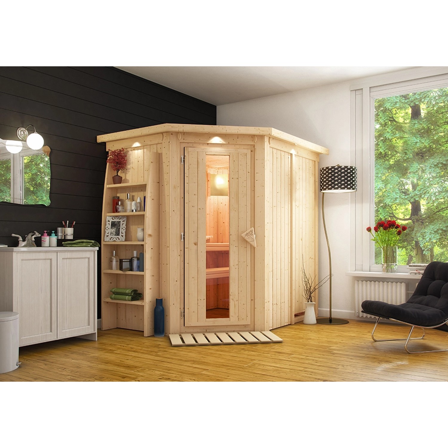 Sauna Caspa Energiesparsauna inkl. Kranz Naturbel. günstig online kaufen