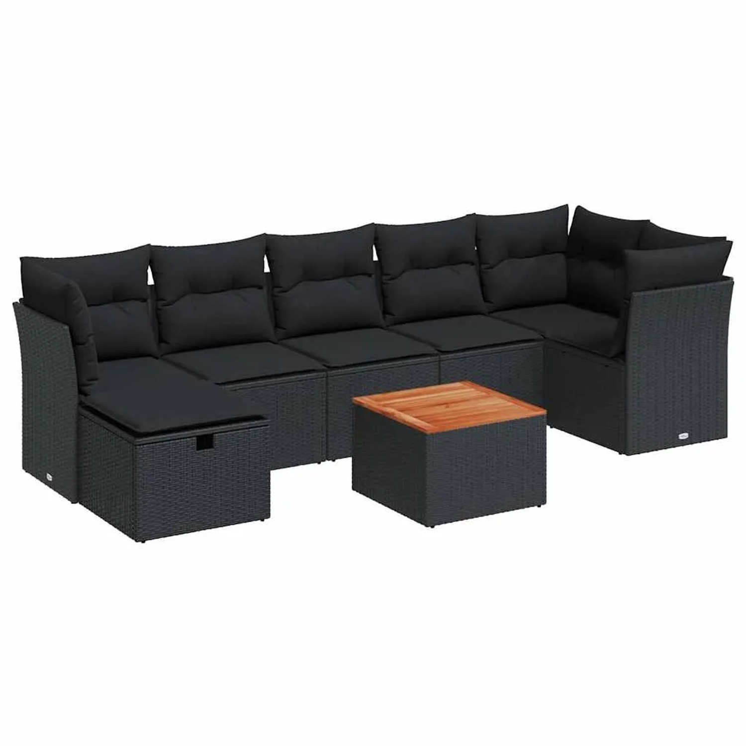 vidaXL 8-Tlg Garten-Sofagarnitur mit Kissen Schwarz Poly Rattan 3325765