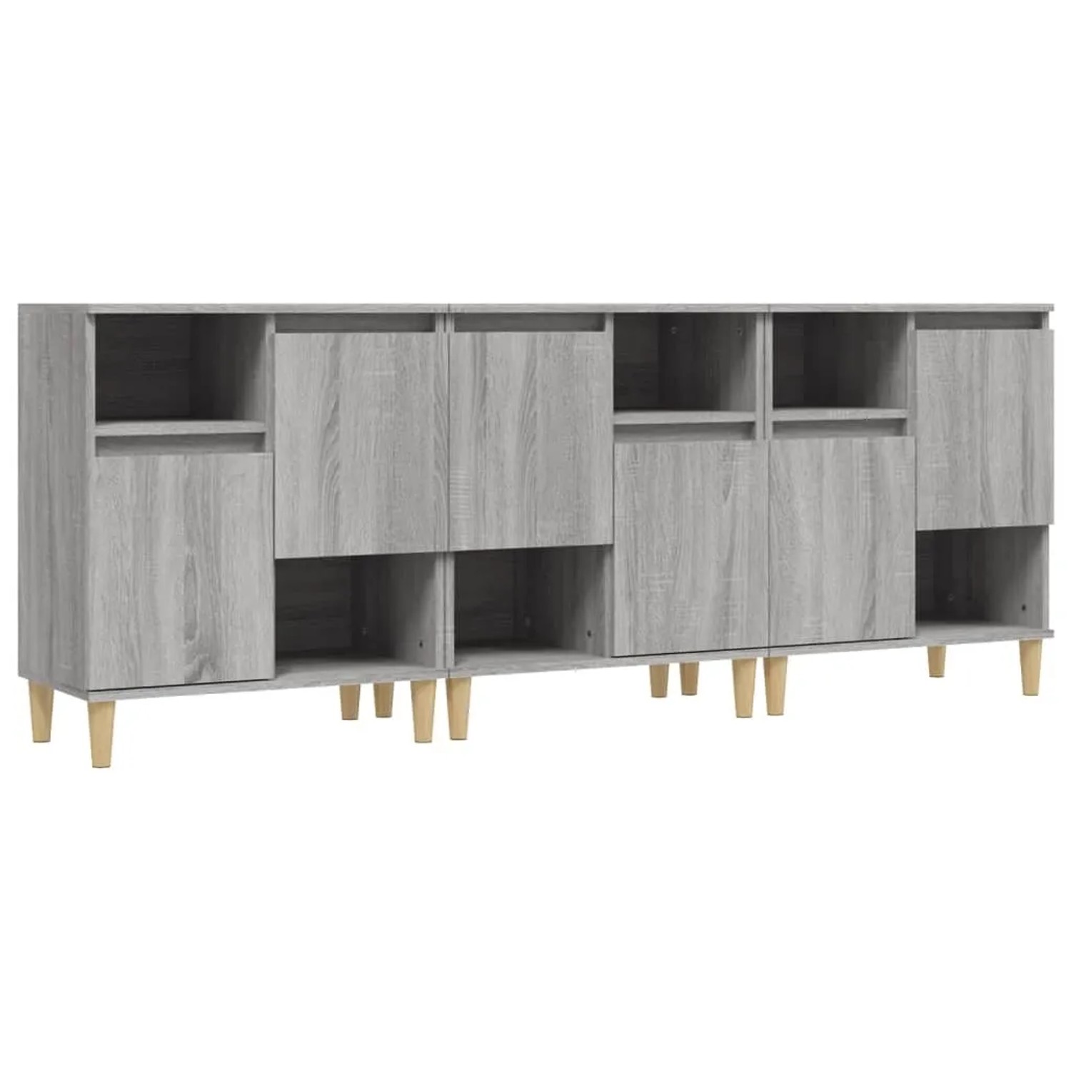 vidaXL Sideboards 3 Stk Grau Sonoma 60x35x70 cm Holzwerkstoff 3185741