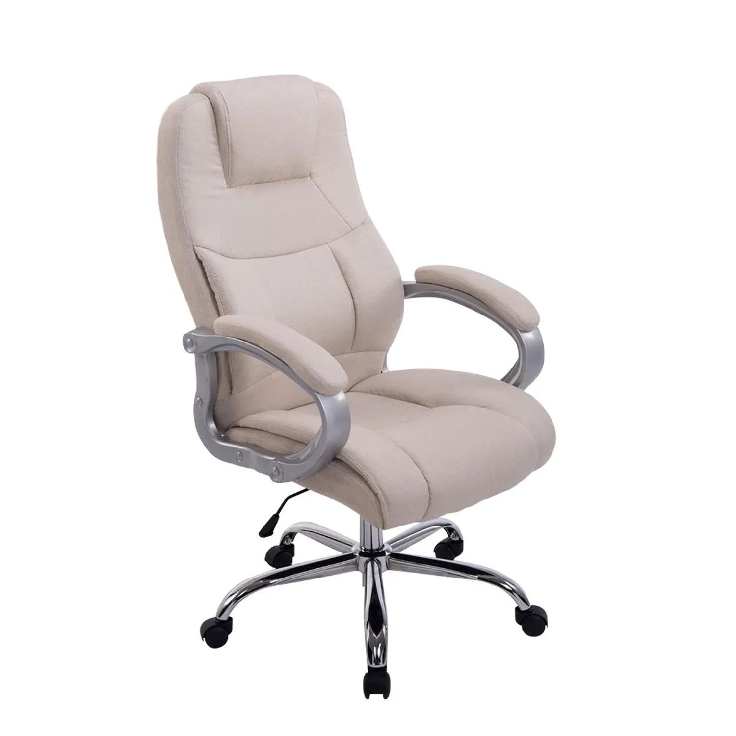 DELUKE Bürostuhl SYDNEY Stoff 113x66x70 Creme Stoff Metall In Chromoptik Gestell Ergonomische Bürostühle Homeoffice Stuhl