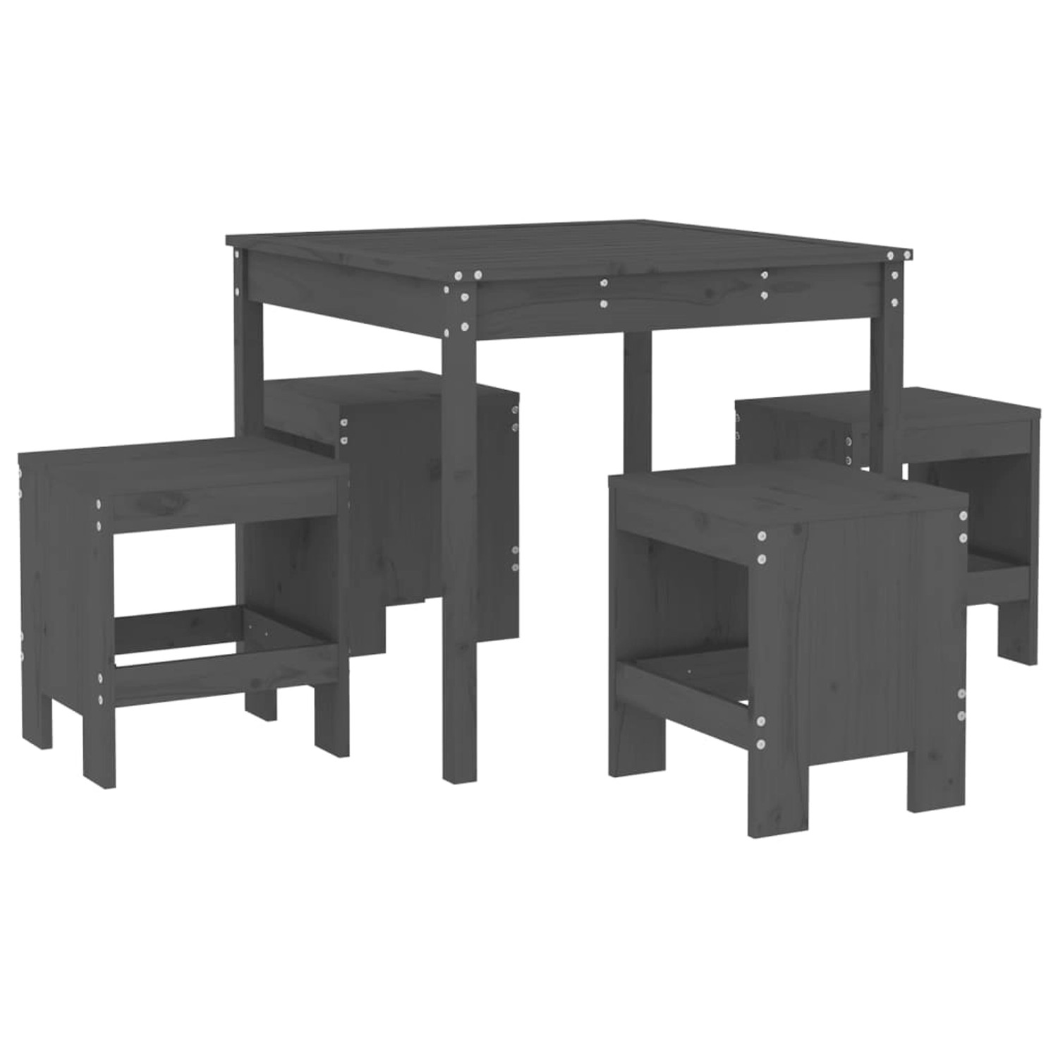 vidaXL 5-tlg Garten-Essgruppe Grau Massivholz Kiefer Modell 1 günstig online kaufen