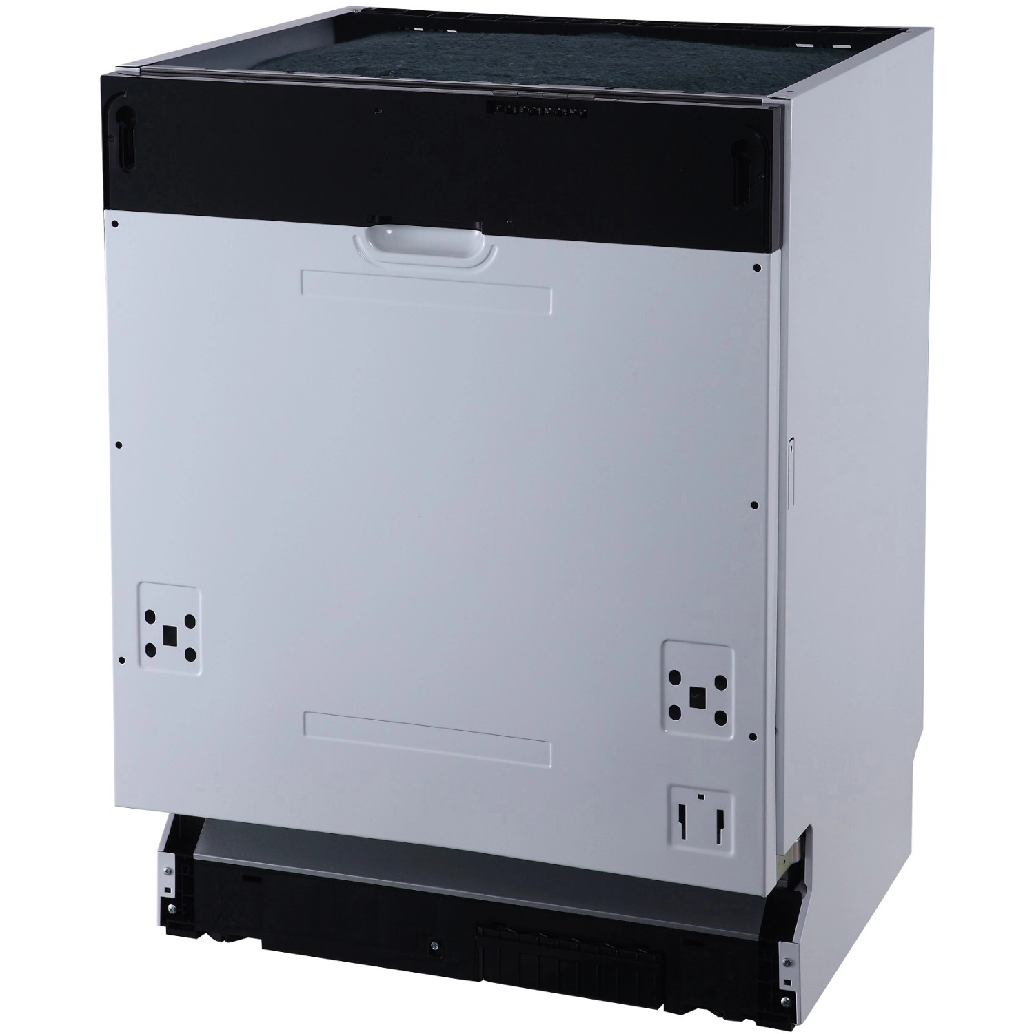 Rückansicht des Respekta Einbaugeschirrspülers, Teil der Küchenzeile 220 cm Weiß-Wildeiche Nachbildung