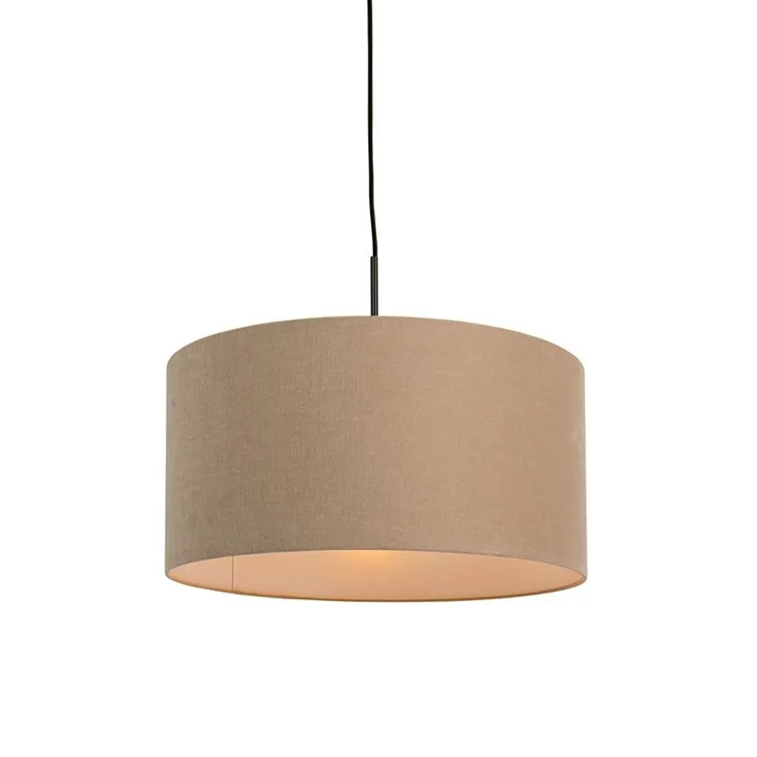 QAZQA Ländliche Hängelampe Schwarz mit Beigem Schirm 50 cm Combi 1