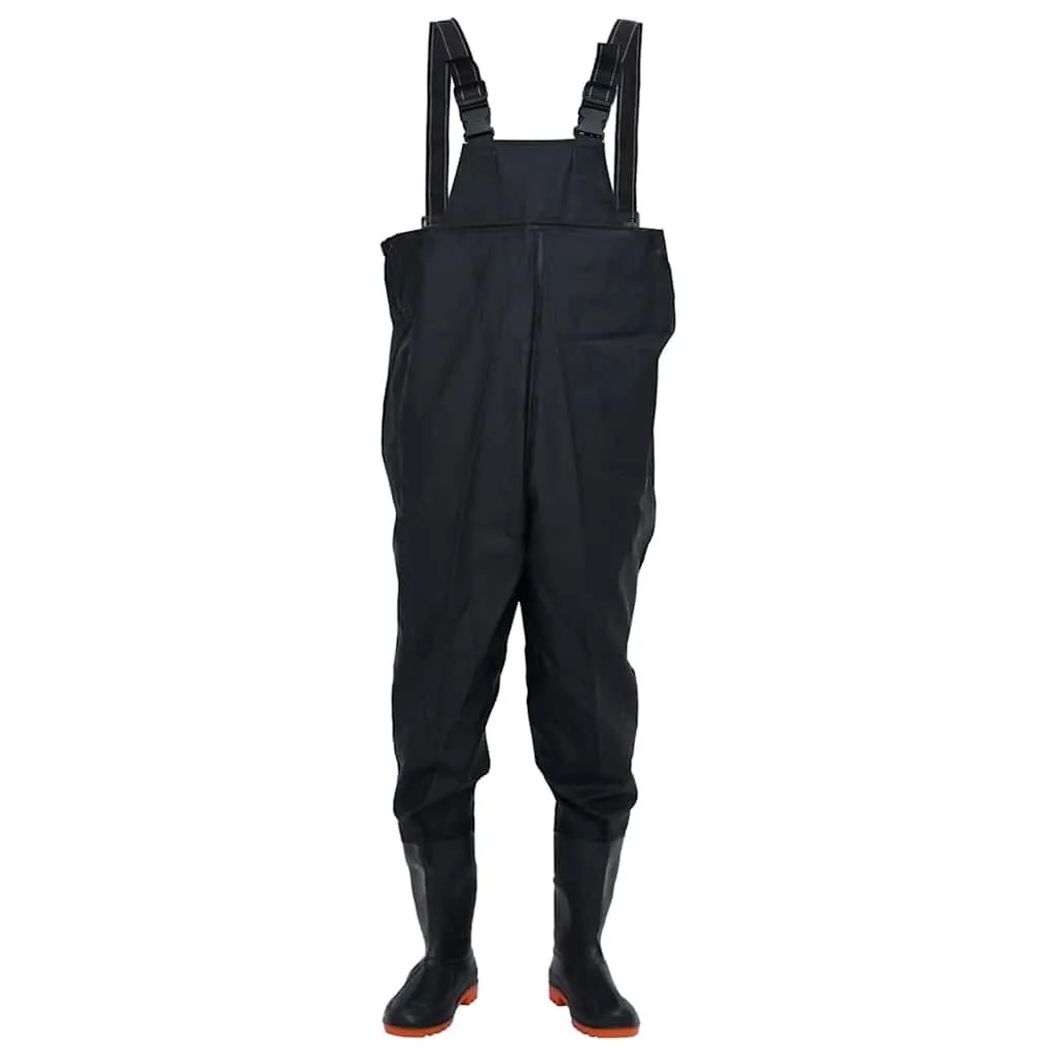 Schwarze vidaXL Wathose mit Stiefeln, Größe 38, für Angeln und Arbeit.