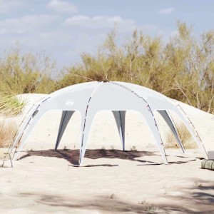 Graues, mehrseitiges vidaXL Partyzelt auf Sandboden. Wasserdichter Pavillon für Outdoor-Feiern und Wetterschutz.