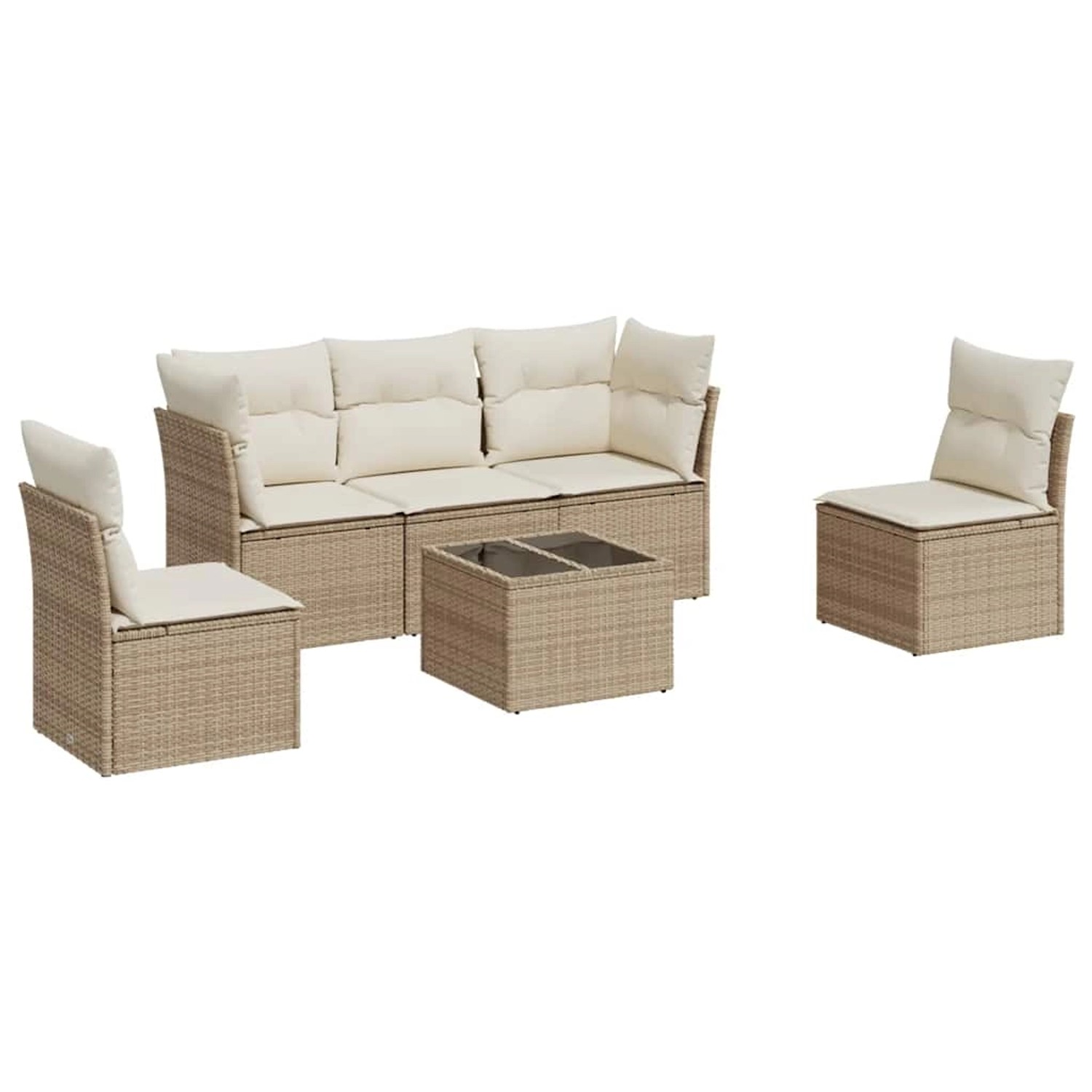 vidaXL 6-Tlg Garten-Sofagarnitur mit Kissen Beige Poly Rattan 3217358 günstig online kaufen