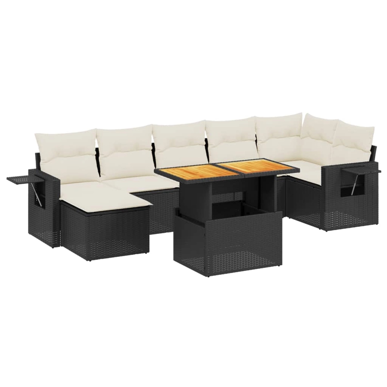 vidaXL 8-Tlg Garten-Sofagarnitur mit Kissen Schwarz Poly Rattan 3271861 günstig online kaufen