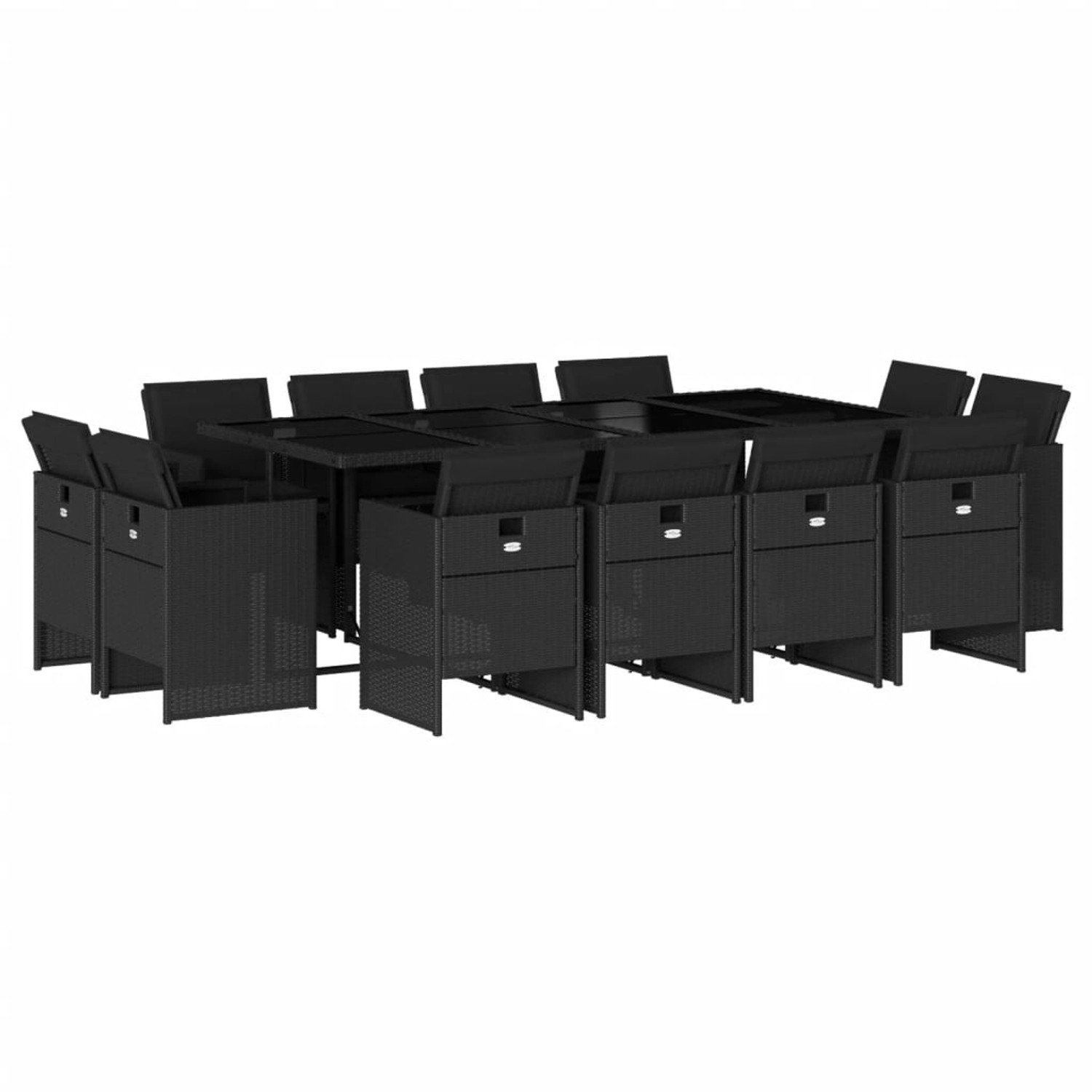 vidaXL 13-Tlg Garten-Essgruppe mit Kissen Schwarz Poly Rattan 3210679 günstig online kaufen